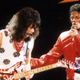 Eddie Van Halen and Michael Jackson perform “Beat It” during The Jacksons Victory Tour on July 14, 1984 at Texas Stadium in Dallas, Texas